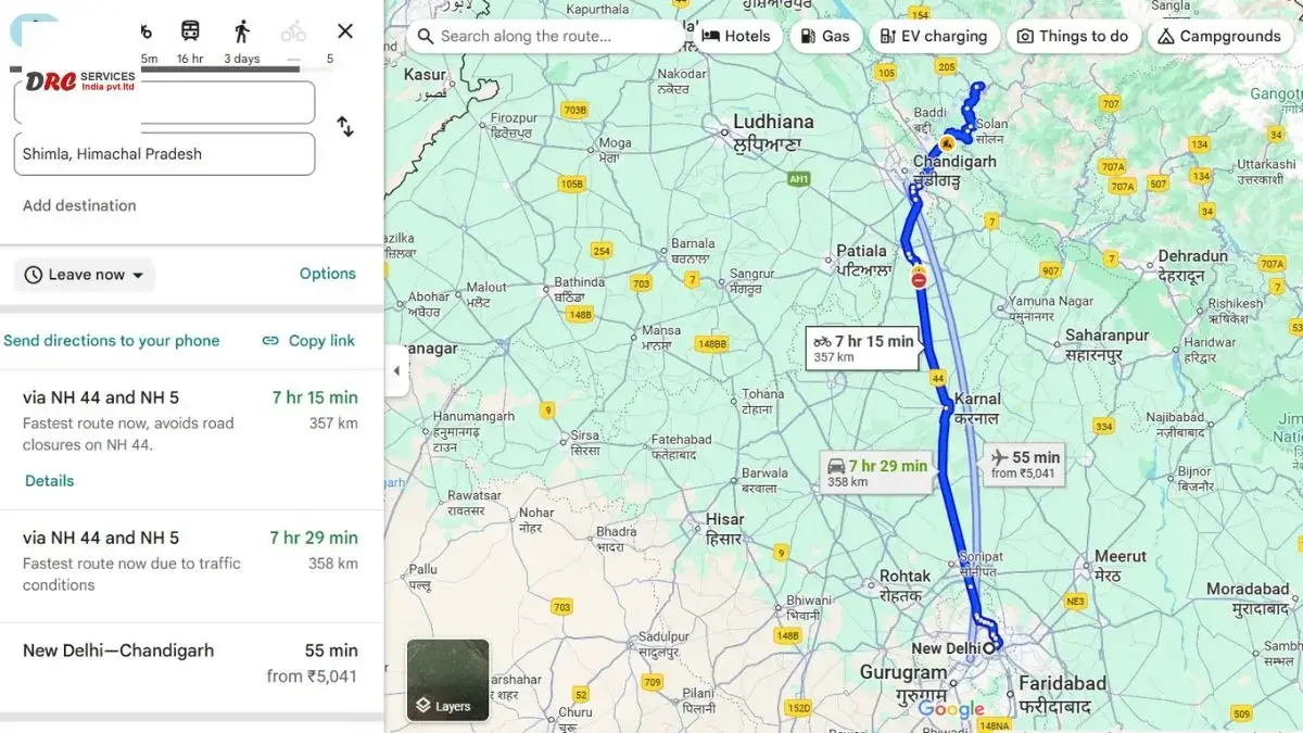 What Is the Best Road Route from Delhi to Shimla